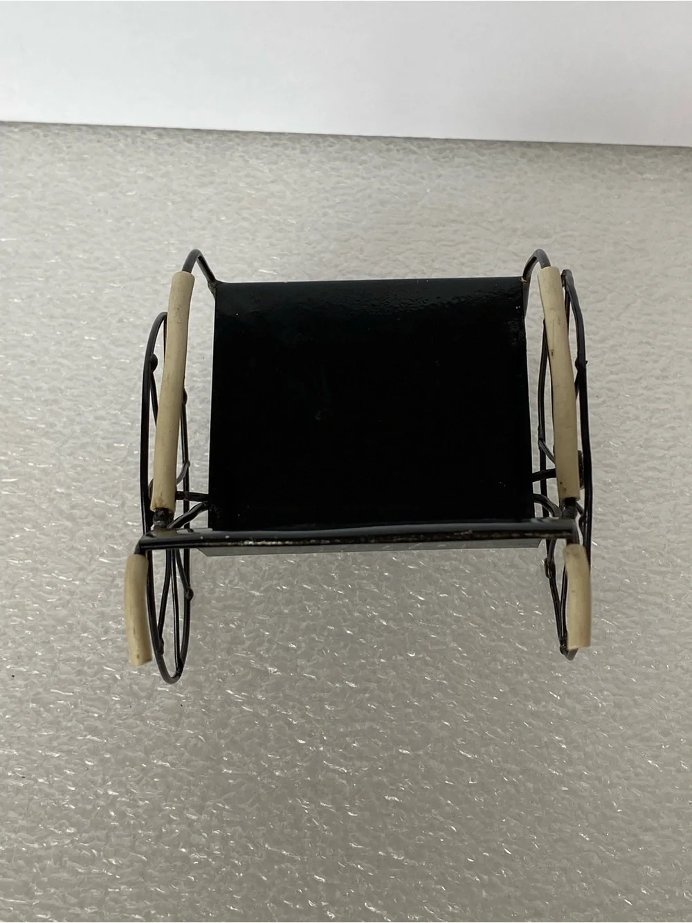 Vintage Dollhouse Accessory Black Metal Wheelchair For Dolls